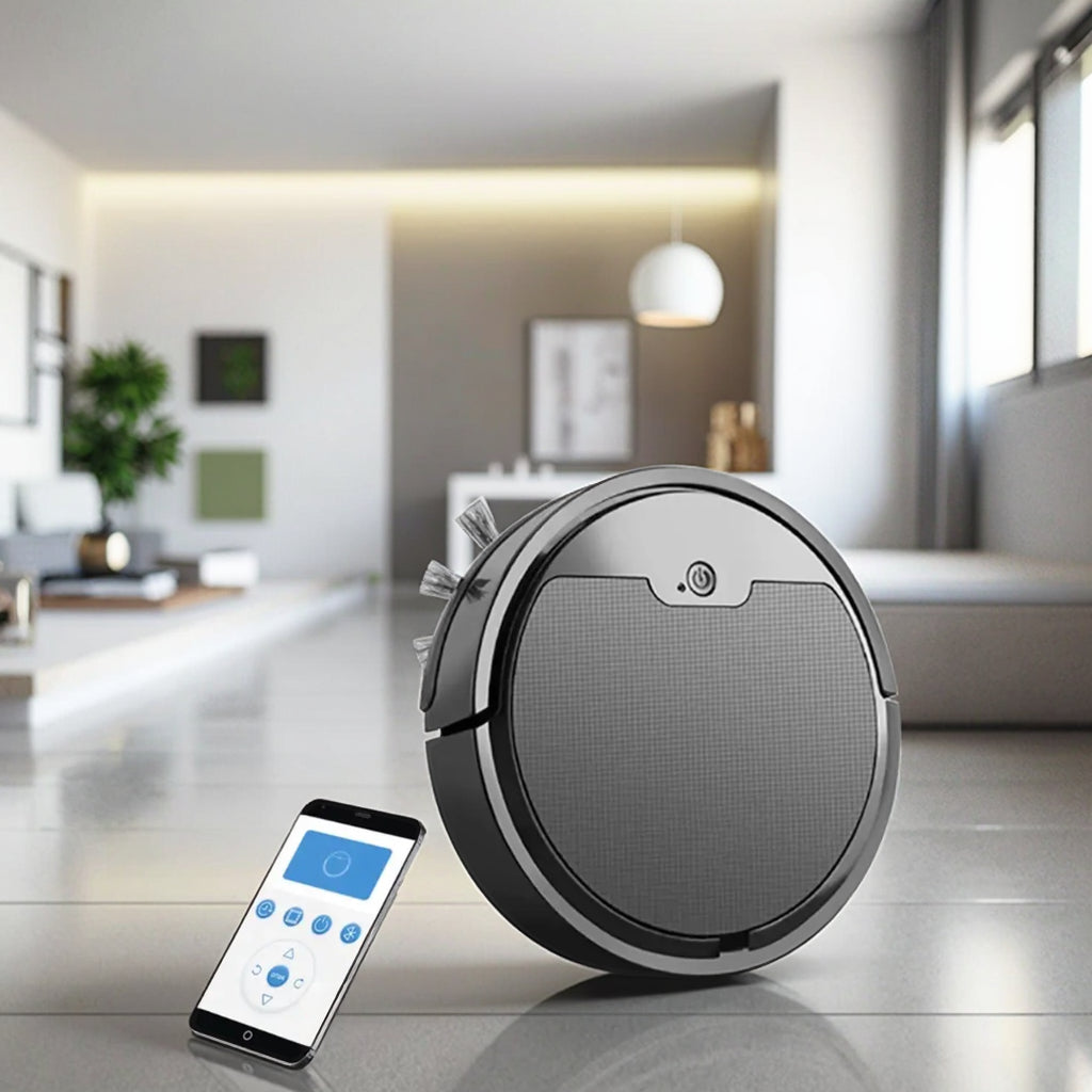 CleanBot – Robot Aspirateur Intelligent 3-en-1 (Balaye, Aspire & Lave)