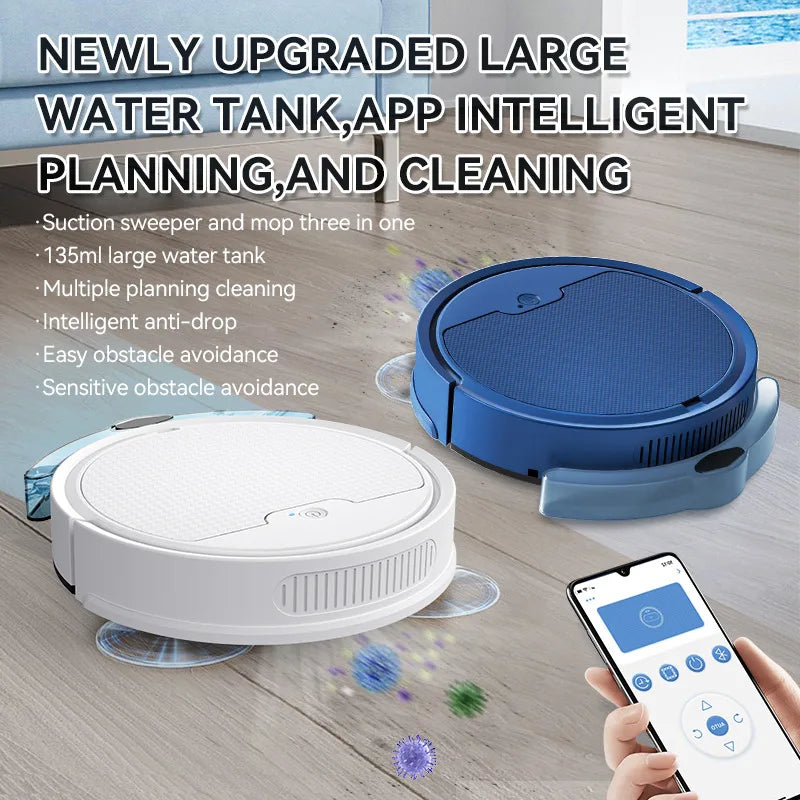 CleanBot – Robot Aspirateur Intelligent 3-en-1 (Balaye, Aspire & Lave)